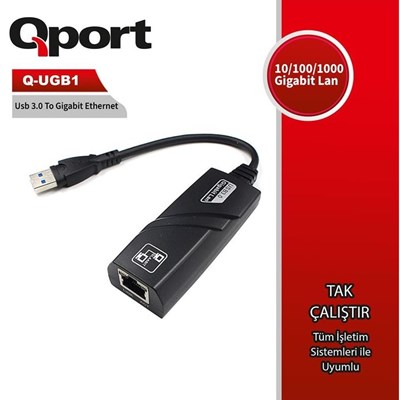 QPORT Q-UGB1 USB 3.0 TO GIGABIT ETHERNET DÖNÜŞTÜRÜCÜ