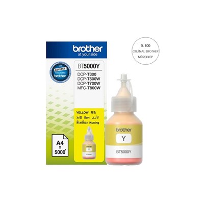 BROTHER BT5000Y 5K SARI MÜREKKEP ORJİNAL DCP-T310 DCP-T510W MFC-T810W, HL-T4000DW,MFC-T4500DW,MFC-T910DW