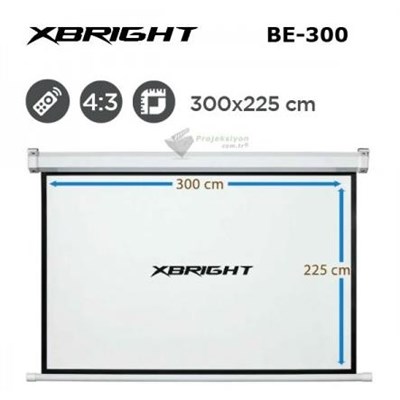 XBRIGHT BE-300 300X225 MOTORLU PROJEKSİYON PERDESİ KUMANDALI