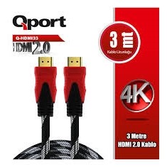 Q-PORT Q-HDMI33 4K 3 MT 2.0V ALTIN UÇ ÖRGÜLÜ HDMI KABLO