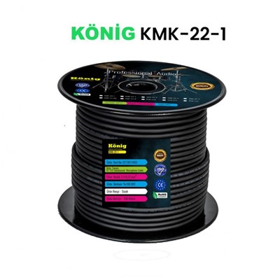 KÖNİG KMK-22-1 2X0,22 MM 100 LÜK MAKARA STEREO MİKROFON KABLOSU SİYAH