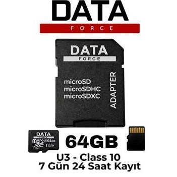 DATAFORCE 64GB 7/24 U3/CL10 SDXC MICRO SD KART