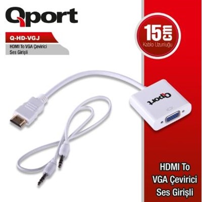 QPORT Q-HD-VGJ HDMI TO VGA SES GİRİŞİ DÖNÜŞTÜRÜCÜ