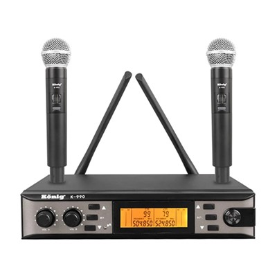 KÖNİG K-990 E-E 2X100 KANAL 2 EL UHF KABLOSUZ MİKROFON