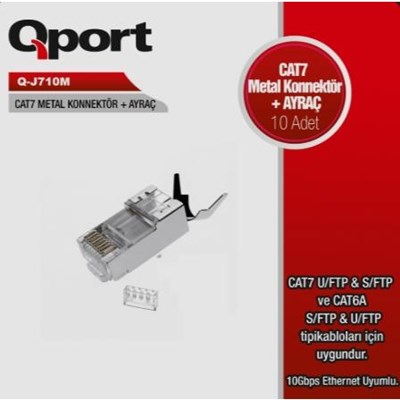 QPORT Q-J710M CAT7 RJ45 KONNEKTÖR METAL 10 LU PAKET