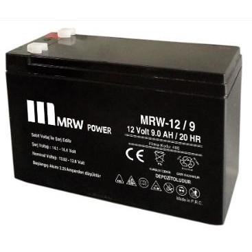 MERVESAN MRW-12/9 12V 9A KURU BAKIMSIZ AKÜ SİYAH
