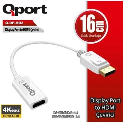 QPORT Q-DP-HD2 DISPLAY TO HDMI 4K 60HZ DÖNÜŞTÜRÜCÜ