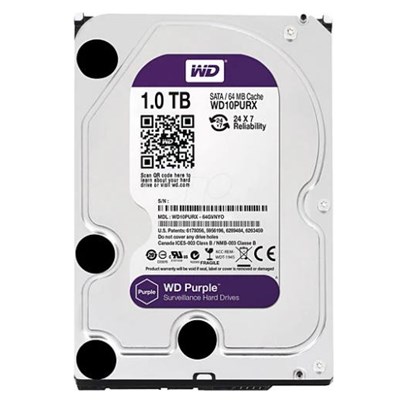 W.D 3.5" 1TB 64MB 7200RPM SATA PC HDD WD10PURX 7/24