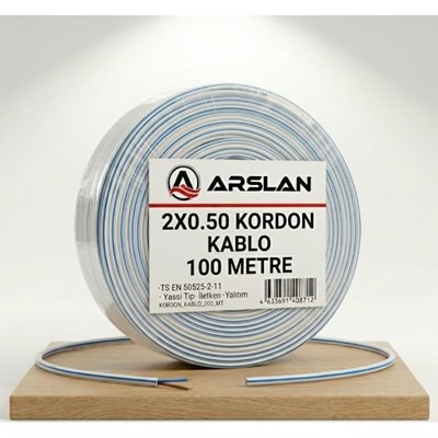 MARTEL 2X0.50 KORDON KABLO BEYAZ/MAVİ 100 LÜK MAKARA