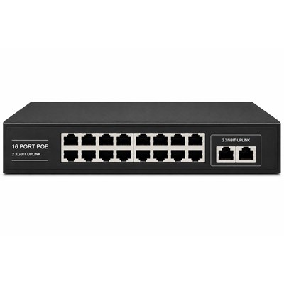ARS-LAN AR-19200UGB 16PORT POE 2XGBIT UPLINK 10/100 SWITCH 200W RACKMOUNT