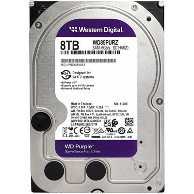 W.D 3.5" 8TB 256MB INTELLIPOWER SATA PC HDD WD85PURZ 7/24