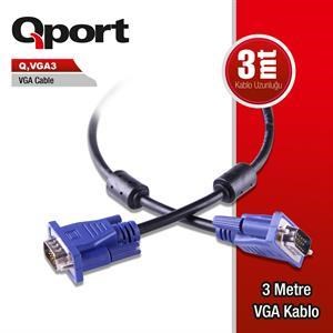 QPORT Q-VGA3 3 MT VGA KABLO