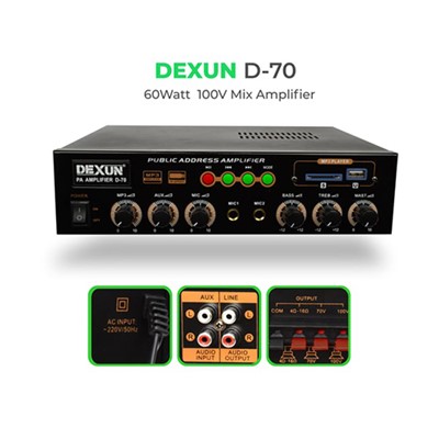 DEXUN D-70 60W 2 MİKROFON GİRİŞLİ MİKSER ANFİ