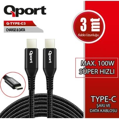 QPORT Q-TYPE-C3 3MT 100W TYPE-C