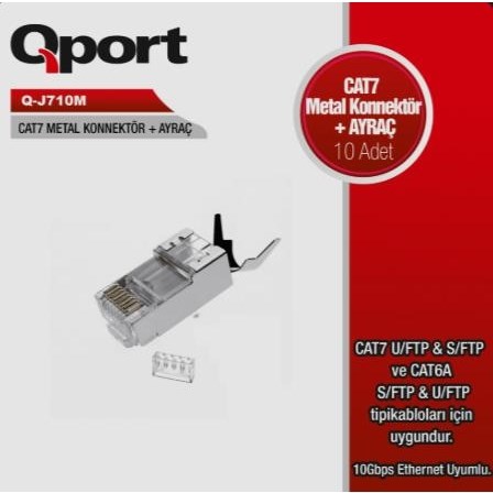 QPORT Q-J710M CAT7 RJ45 KONNEKTÖR METAL 10 LU PAKET
