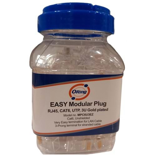 ORİNG MPC6U3EZ RJ45 CAT6 U/UTP KONNEKTÖR EASY SNAP IN MODULER PLUG YENİ NESİL 100 ADET