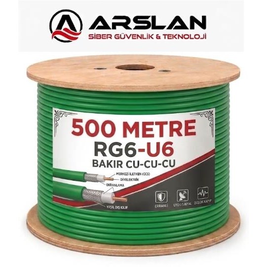 MARTEL RG6-U6 BAKIR CU-CU-CU 500 LÜK MAKARA YEŞİL UYDU KABLOSU