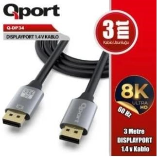 QPORT Q-DP34 DP TO DP 3MT 1.4V DISPLAY KABLO