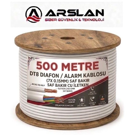 ECOTECH DT8 DIAFON/ALARM KABLOSU (7X 015MM) SAF BAKIR 500 LÜK MAKARA
