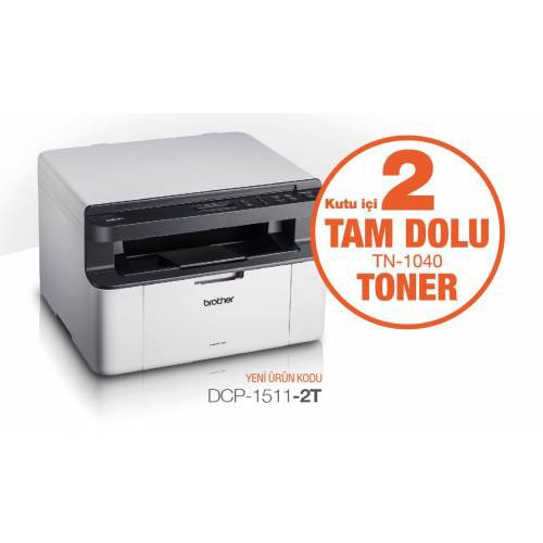 BROTHER DCP-1511-2T A4 YAZICI FOTOKOPİ TARAYICI USB 2 TAM DOLU TONER