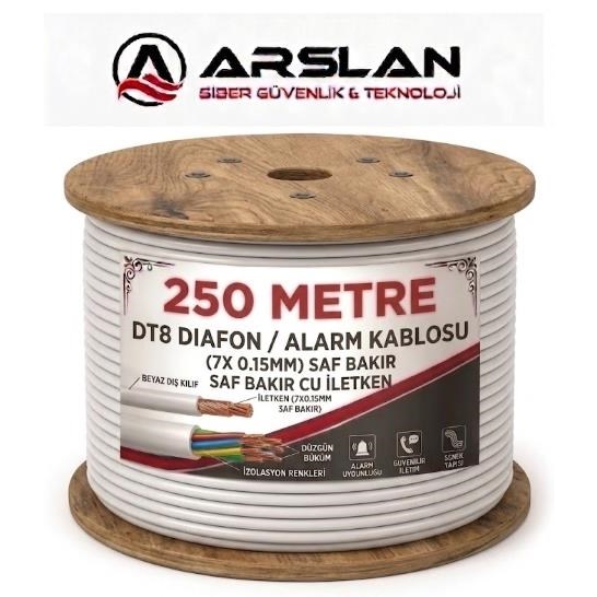 ECOTECH DT8 DIAFON/ALARM KABLOSU (7X 015MM) SAF BAKIR 250 LİK MAKARA