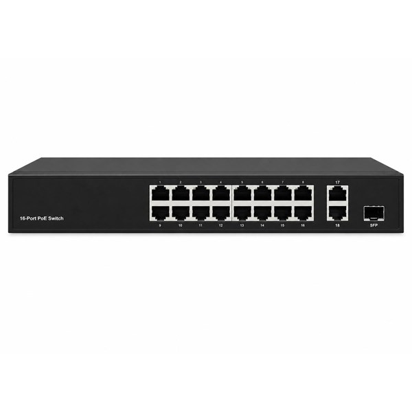 ARS-LAN AR-19201SUGB 16PORT POE 1XSFP 2XGBIT UPLINK 10/100 SWITCH 200W RACKMOUNT