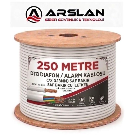 MARTEL DT8 DIAFON/ALARM KABLOSU (7X 018MM) SAF BAKIR 250 LİK MAKARA