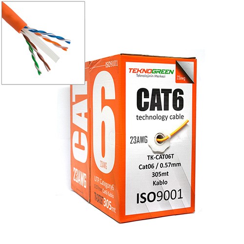 TEKNOGREEN TK-CAT06T CAT6 TURUNCU KABLO 305 MT 23 AWG