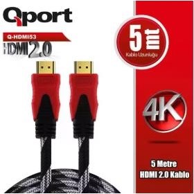 QPORT Q-HDMI53 4K 5MT 2.0V ALTIN UÇ ÖRGÜLÜ HDMI KABLO
